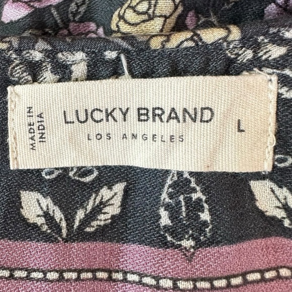 Lucky Brand Bohemian Hippie Retro 70s Lace Up Peasant Blouse Size Large - Picture 11 of 15